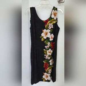 MSK Black Midi Dress with Floral Pattern